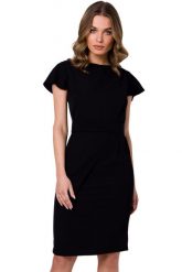 Elegancka ołówkowa sukienka z paskiem krótki rękaw czarna. Czarne sukienki damskie Stylove, bez wzorów, eleganckie, bez ramiączek. Za 329.00 zł.