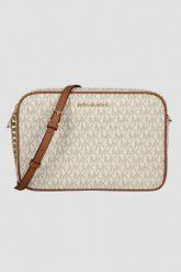 MICHAEL KORS Biała listonoszka z monogramem. Białe listonoszki damskie Michael Kors, bez wzorów, bez dodatków. Za 1,089.99 zł.