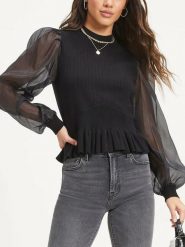 LA Angels Bluzka w kolorze czarnym rozmiar: M. Czarne bluzki damskie LA Angels, m, bez wzorów, bez kołnierzyka, bez ramiączek. Za 74.11 zł.