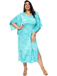 Aller Simplement Sukienka w kolorze turkusowo-białym rozmiar: 54-58. Białe sukienki damskie Aller Simplement, bez wzorów, bez ramiączek. Za 56.99 zł.