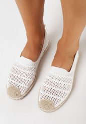 Białe Espadryle z Ażurowej Siateczki Ozdobione Plecionką Lanivesa. Białe espadryle damskie Born2be, w ażurowe wzory, bez obcasa. Za 44.99 zł.