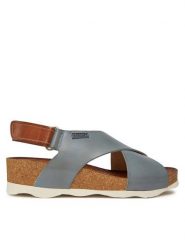 Pikolinos Sandały Mahon W9E-0912 Niebieski. Niebieskie sandały damskie Pikolinos, bez wzorów, ze skóry, bez obcasa, na płaskiej podeszwie, bez zapięcia. Za 299.99 zł.