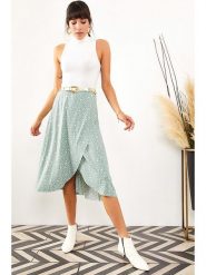 Olalook Spódnica w kolorze zielono-białym rozmiar: L. Zielone spódnice damskie Olalook, l, bez wzorów, midi. Za 61.46 zł.