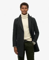 Superdry Płaszcz The Merchant Store Town Coat – Wełniana mieszanka. Czarne płaszcze damskie Superdry, l, bez wzorów, z materiału, bez kaptura. Za 1,065.75 zł.