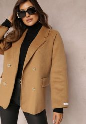 Beżowa Marynarka Wełniana o Dwurzędowym Fasonie Hand Made Dellia. Brązowe marynarki i żakiety damskie Renee, m, bez wzorów, z wełny, eleganckie. Za 279.99 zł.