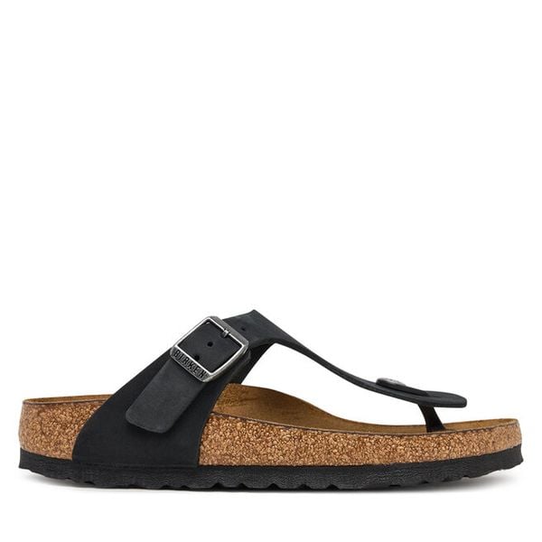 Japonki Birkenstock. Czarne klapki damskie Birkenstock, bez wzorów, bez obcasa, bez zapięcia. Za 589.99 zł.