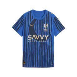 Damska koszulka KIDSUPER × AL-HILAL SFC PUMA Blue Intense Club Navy. Niebieskie bluzki damskie Puma, bez wzorów, sportowe, bez kołnierzyka, bez ramiączek. Za 439.00 zł.