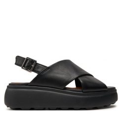 Sandały Geox. Czarne sandały damskie Geox, bez wzorów, bez obcasa, na płaskiej podeszwie, bez zapięcia. Za 309.99 zł.