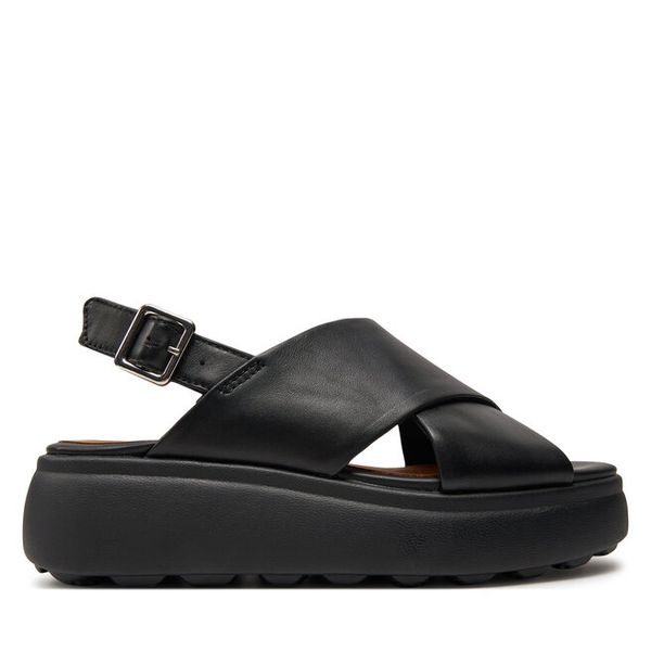 Sandały Geox. Czarne sandały damskie Geox, bez wzorów, bez obcasa, na płaskiej podeszwie, bez zapięcia. Za 309.99 zł.