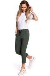 Zielone Dresowe Spodnie 7/8 z Lampasem. Zielone spodnie dresowe damskie MOE, l, bez wzorów, z bawełny. Za 267.90 zł.