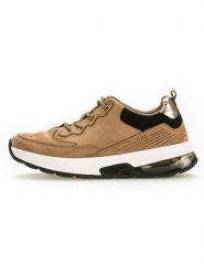 Gabor Skórzane sneakersy w kolorze beżowo-czarnym rozmiar: 40. Brązowe obuwie sportowe damskie Gabor, bez zapięcia. Za 223.99 zł.