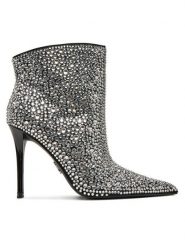 Steve Madden Botki Sentinel-R SM11003450 Srebrny. Szare botki damskie Steve Madden, z materiału, bez obcasa, na szpilce, bez zapięcia. Za 919.99 zł.