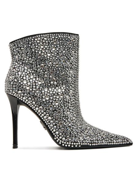 Steve Madden Botki Sentinel-R SM11003450 Srebrny. Szare botki damskie Steve Madden, z materiału, bez obcasa, na szpilce, bez zapięcia. Za 709.99 zł.