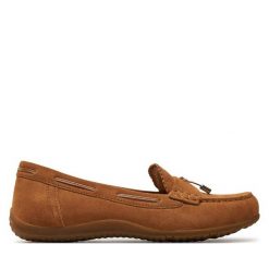 Mokasyny Geox. Brązowe mokasyny damskie Geox, bez obcasa. Za 289.99 zł.