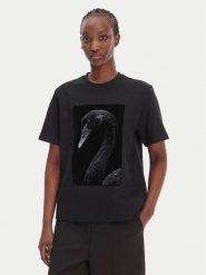 BOSS T-Shirt Eharpa2 50563277 Czarny Regular Fit. Czarne t-shirty damskie Boss, s, bez wzorów, z bawełny, bez kołnierzyka. Za 569.99 zł.