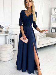 Sukienka Model Amber 309-6 Navy - Numoco. Niebieskie sukienki damskie NUMOCO, bez wzorów, z elastanu, eleganckie, bez ramiączek. Za 726.43 zł.
