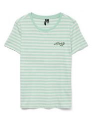 Vero Moda Koszulka w kolorze zielonym rozmiar: L. Zielone bluzki damskie Vero Moda, l, bez wzorów, z bawełny, bez kołnierzyka, bez ramiączek. Za 61.60 zł.