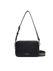 Calvin Klein Torebka Webbing 2X Strap Camera Bag LV04F3656G Czarny. Czarne listonoszki damskie Calvin Klein, bez wzorów, ze skóry, bez dodatków. Za 409.99 zł.