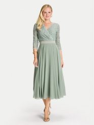 Swing Sukienka koktajlowa 5AE29100 Zielony Regular Fit. Zielone sukienki damskie Swing, bez wzorów, z syntetyku, wizytowe, bez ramiączek. Za 599.99 zł.