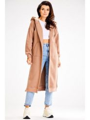 Awama Płaszcz dresowy w kolorze beżowym rozmiar: L/XL. Brązowe płaszcze damskie Awama, l, bez wzorów, z dresówki, bez kaptura. Za 154.99 zł.