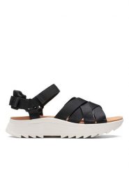 Clarks Skórzane sandały "DashLite Cross" w kolorze czarnym rozmiar: 37. Czarne sandały damskie Clarks, bez wzorów, z otwartym noskiem, bez obcasa, bez zapięcia. Za 188.95 zł.