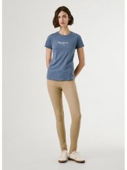 Pepe Jeans Koszulka "New Virginia" w kolorze szaroniebieskim rozmiar: XL. Niebieskie koszulki damskie Pepe Jeans, xl, bez wzorów, z jeansu, bez kołnierzyka, bez ramiączek. Za 83.03 zł.