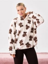 Bluza sherpa z motywem misiów - wielobarwny. Bluzy damskie Sinsay, l, bez wzorów, bez kaptura. W wyprzedaży za 37.99 zł.