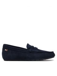 Tommy Hilfiger Mokasyny Flag Soft Suede Driver Loafer FW0FW08558 Granatowy. Niebieskie mokasyny damskie Tommy Hilfiger, ze skóry, bez obcasa. Za 359.99 zł.