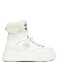 Blauer Botki F5EMERY01/LEA Biały. Białe botki damskie Blauer, ze skóry, bez obcasa, na płaskiej podeszwie, bez zapięcia. Za 559.99 zł.