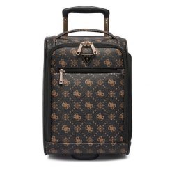 Walizka kabinowa Guess. Brązowe walizki Guess, z aplikacjami. Za 639.99 zł.