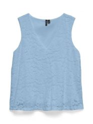 Vero Moda Bluzka w kolorze błękitnym rozmiar: S. Niebieskie bluzki damskie Vero Moda, s, bez wzorów, z koronki, bez kołnierzyka, bez ramiączek. Za 74.63 zł.
