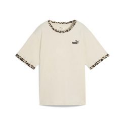 Damska luźna koszulka Essential ze zwierzęcym nadrukiem PUMA Alpine Snow White. Białe bluzki damskie Puma, bez wzorów, eleganckie, bez kołnierzyka, bez ramiączek. Za 109.99 zł.