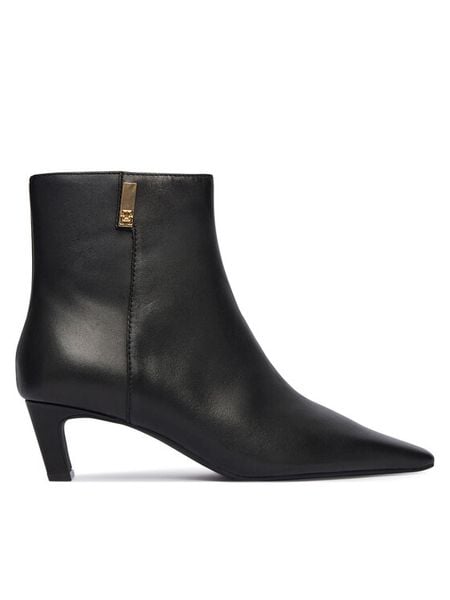 Tommy Hilfiger Botki Th Square Toe Kitten Bootie FW0FW08768 Czarny. Czarne botki damskie Tommy Hilfiger, ze skóry, bez obcasa, na słupku, bez zapięcia. Za 519.99 zł.