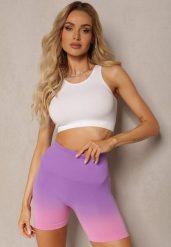 Fioletowe Szorty Sportowe Kolarki High Waist z Gumką w Pasie Pianola. Fioletowe spodenki sportowe damskie Renee, na lato, s, bez wzorów, z podwyższonym stanem, na fitness i siłownię. Za 39.99 zł.