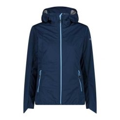 Kurtka przeciwdeszczowa damska z kapturem CMP. Niebieskie kurtki damskie CMP, bez wzorów, z kapturem. Za 422.50 zł.