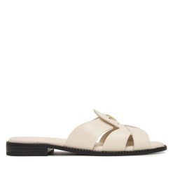 Klapki Tommy Hilfiger. Białe klapki damskie Tommy Hilfiger, bez wzorów, bez obcasa, bez zapięcia. Za 529.99 zł.