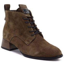 Skórzane botki damskie na obcasie zamsz camel Vinceza FIO27-67036. Brązowe botki damskie VINCEZA, ze skóry, eleganckie, bez obcasa, na obcasie, bez zapięcia. Za 229.99 zł.