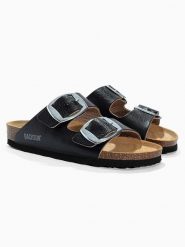 BACKSUN Klapki "Londrina" w kolorze czarnym rozmiar: 38. Czarne klapki damskie Backsun, bez wzorów, z otwartym noskiem, bez obcasa, bez zapięcia. Za 130.99 zł.