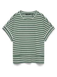 Vero Moda Koszulka w kolorze zielono-białym rozmiar: XL. Zielone bluzki damskie Vero Moda, xl, bez wzorów, bez kołnierzyka, bez ramiączek. Za 93.51 zł.