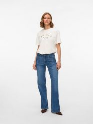 Vero Moda Koszulka w kolorze białym rozmiar: XL. Białe bluzki damskie Vero Moda, xl, bez wzorów, z bawełny, bez kołnierzyka, bez ramiączek. Za 68.45 zł.