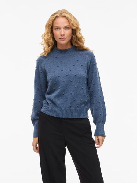 Vila Sweter "Vitulio" w kolorze niebieskim rozmiar: XS. Niebieskie swetry klasyczne damskie Vila, xs, bez kołnierzyka. Za 65.54 zł.