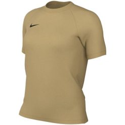 Koszulka damska Nike Dri-Fit Park VIII. Brązowe bluzki damskie Nike, bez wzorów, z materiału, sportowe, bez kołnierzyka, bez ramiączek. Za 66.99 zł.