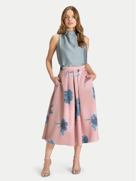 Swing Bluzka 1AK00500 Niebieski Regular Fit. Niebieskie bluzki damskie Swing, bez wzorów, z syntetyku, bez kołnierzyka, bez ramiączek. Za 225.99 zł.