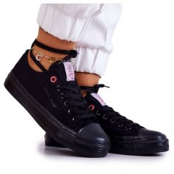Klasyczne Trampki Cross Jeans JJ2R4019C Czarne. Czarne trampki damskie bez wzorów, z gumy, bez zapięcia. Za 191.73 zł.