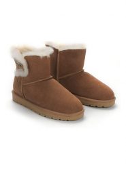 NICEBAY Skórzane botki zimowe "Labriela" w kolorze jasnobrązowym rozmiar: 38. Brązowe botki damskie NICEBAY, na zimę, z materiału, bez obcasa, bez zapięcia. Za 215.21 zł.