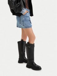 G-Star Raw Kozaki EO-GLCIA-8190C Czarny. Czarne kozaki damskie G-Star, ze skóry, bez obcasa, na płaskiej podeszwie, bez zapięcia. Za 699.99 zł.