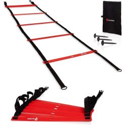 Drabina treningowa Premium 2 x 3 m - drabinka z kotwą gruntową i torbą. Czerwone torby sportowe VIA FORTIS, bez wzorów. Za 129.90 zł.