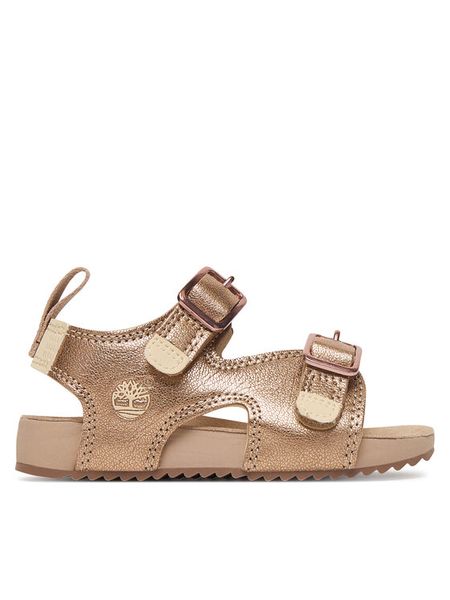 Timberland Sandały TB0A44FTAFS1 Złoty. Żółte sandały dziewczęce Timberland, ze skóry, bez obcasa, bez zapięcia. Za 217.99 zł.