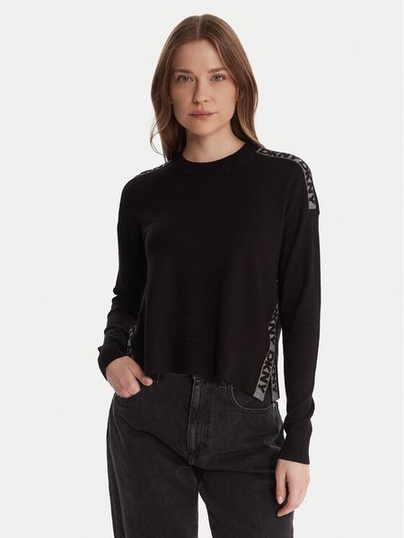 DKNY Sweter P5MSLJ92 Czarny Regular Fit. Czarne swetry klasyczne damskie DKNY, xs, z wiskozy, bez kołnierzyka. Za 439.99 zł.