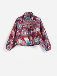 Żakardowa kurtka - burgundowy. Czerwone kurtki damskie Reserved, l, bez wzorów, z tkaniny, bez kaptura. Za 259.99 zł.